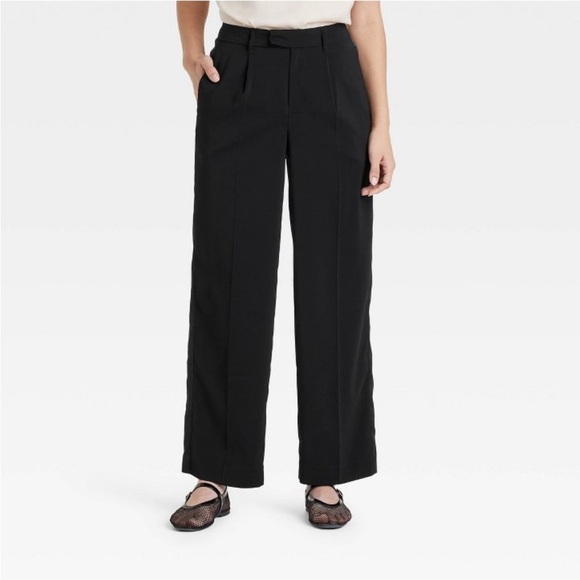 High-Rise Satin Side Striped Straight Trousers A New Day Black new 🆕 - Picture 2 of 5